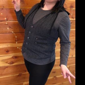 Rock & Republic XL Women’s (unisex L) hooded Vest Charcoal